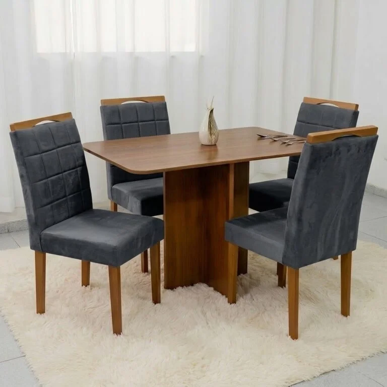 Mesa Salinas 120 (Tampo Londres s/vidro) com 4 Cadeiras em madeira maçiça(VARIAS OPÇÕES DE CORES) - Imagem 2