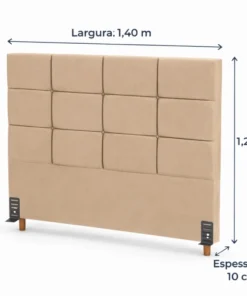 Cabeceira Casal Itália Veludo bege