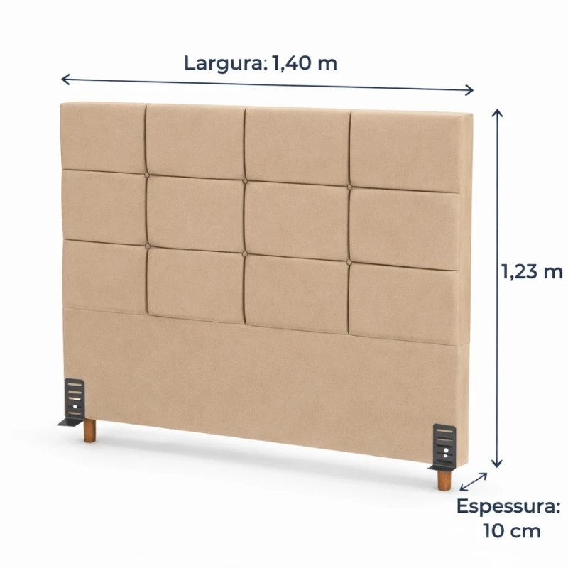 Cabeceira Casal Itália Veludo bege