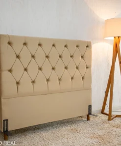 Cabeceira Casal Vitória Veludo Bege Larg. 1.40m