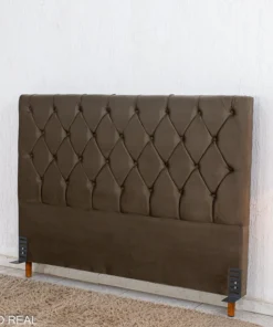 Cabeceira Casal Vitória Veludo Marrom Larg. 1.40m