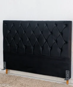 Cabeceira Casal Vitória Veludo Preto Larg. 1.40m