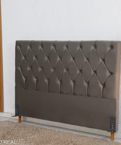 Cabeceira Casal Vitória Veludo Cinza Larg. 1.40m