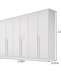 Guarda-roupa Casal Bianca 6 Portas Larg. 2.30m 100% MDF Branco - Bianchi