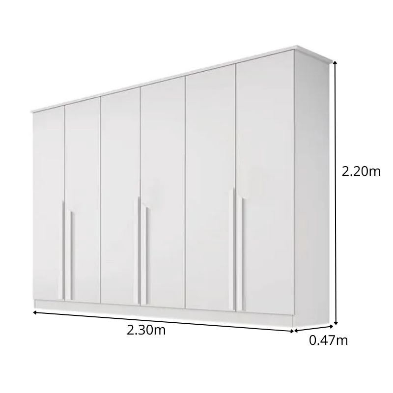 Guarda-roupa Casal Bianca 6 Portas Larg. 2.30m 100% MDF Branco - Bianchi