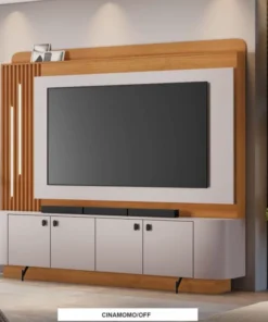 Home Dominus Candian Larg. 1.82m Cinamomo/Off White C/Detalhe Ripado e Luminárias em LED - JCM (cópia)