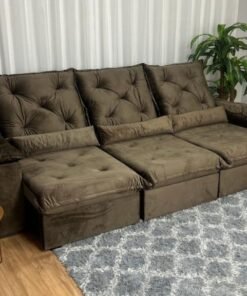 Sofá Retrátil Reclinável Porto Madero 2.70m- Marrom Veludo D-33