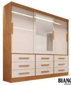 GUARDA-ROUPA TURIM C/ESPELHO 2.11 DE LARGURA 100% MDF (VARIAS OPÇÕES DE CORES)