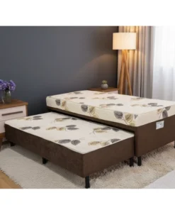 Cama Solteiro Unibox C/ Cama auxiliar Sonho Bom Marrom - Nosso Sonho | Suporta até 140kg