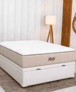Colchão Casal Libertá Molas Ensacadas Inovaflex c/pillow + Baú Casal Prime Confort Corino Blindado 138x188x77 | Suporta até 140kg