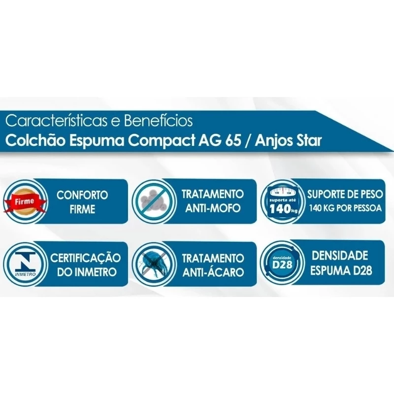 Colchão Casal Star One Ortopédico D-65 138x188x30 - Anjos | Suporta até 280kg - Imagem 5