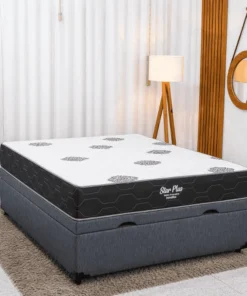 Colchão Casal Star Plus Molas Ensacadas Pocket - Inovaflex + Box Baú Casal Prime Confort Corino Blindado - Issacar 138x188x70 | Suporta até 120kg
