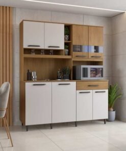 Kit Cozinha Veneza Pop Plus Freijó/Off White  Moveis Parana