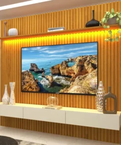 Home até 85″ Nobre Ripado 230(Com Nicho) Naturale/Off White – GELIUS