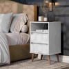 Mesa de Cabeceira Retro Roma 2G1N branco EJ Moveis