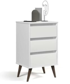 Mesa de Cabeceira Retro Wood Branco EJ Moveis