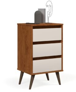 Mesa de Cabeceira Retro Wood Freijo.Off White EJ Moveis