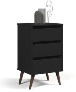 Mesa de Cabeceira Retro Wood Preto EJ Moveis