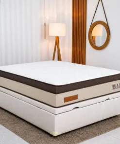Colchão Casal Ibiza Molas Ensacadas - Bianchi + Base Box Baú Casal Prime Confort Linhão Palha Blindado - Issacar 138x188x78 |