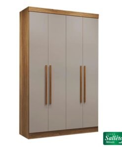 Guarda-roupa Solteiro 1,21m Recife Cinamomo/Off 4 Portas 2 Gavetas - Sallêto