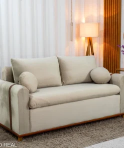 Sofá 3 lugares Kievi Larg. 1.80m Veludo Bege