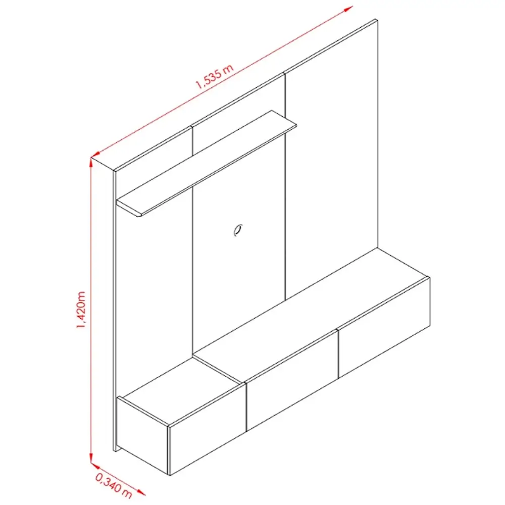 Painel Astro para TV até 65 Polegadas 3 Portas Madetec cinamomo/ off white - Imagem 2