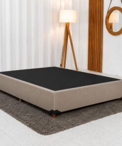 Base Box Casal Linhão Bege Blindada 138x188x38 cm - Elitebox
