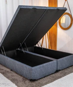 Base Box Baú Queen Bipartido Confort Linhão Petróleo Blindado 158x198x45 cm - Issacar