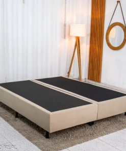 Base Box Queen Bipartida  Bege 158x198x37 cm - Ortobel (corino ou suede)