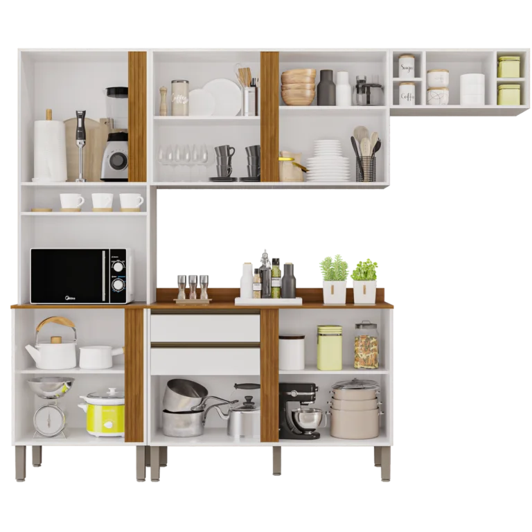 Cozinha 4 Peças Pérola Branco/Cinamomo – SALLÊTO - Imagem 2