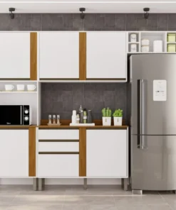 Cozinha 4 Peças Pérola Branco/Cinamomo – SALLÊTO
