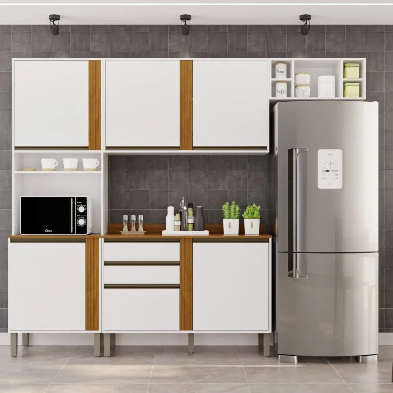 Cozinha 4 Peças Pérola Branco/Cinamomo – SALLÊTO