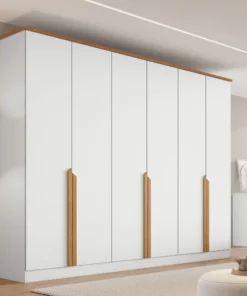 Guarda-roupa Casal 2,30m Bianca Branco/Nature 6 Portas 6 Gavetas 100% MDF - Bianchi