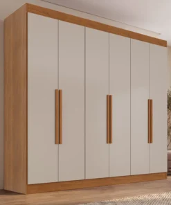 Guarda-roupa 1,77m Roma Cinamomo/Off 6 Portas 2 Gavetas - Sallêto