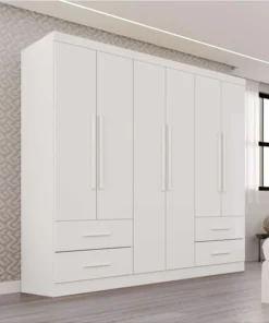 Guarda-roupa 1,80m Texas Premium Branco 6 Portas 4 Gavetas - Sallêto
