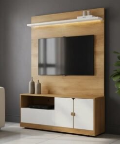 Home 1,30m Monza Cinamomo/Off White para TV até 55" - Valdemóveis